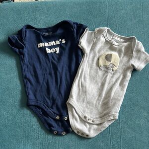 Okie Dokie Blue and Gray Bodysuits Set